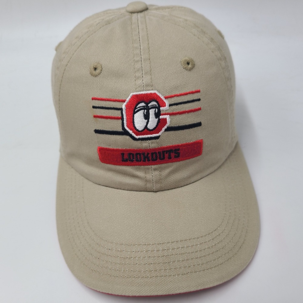 Youth Chattanooga Lookouts Hat Adjustable Outdoor Cap Beige Red MiLB Baseball